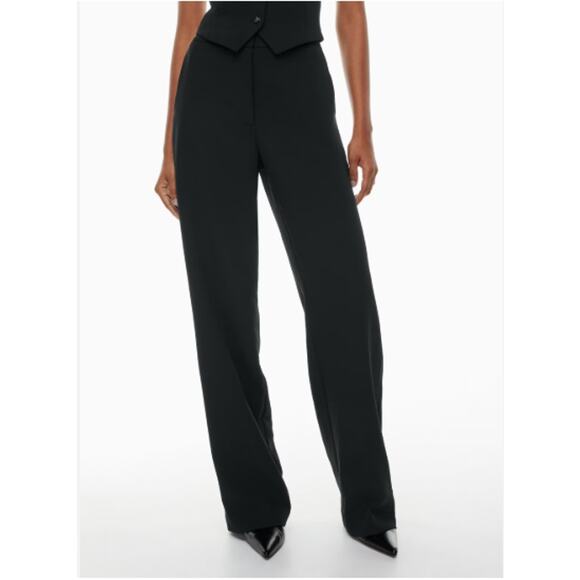 Wilfred Aritzia Alanya Pant Wide Leg High Waist Crepe Black Trousers Career 2 - Picture 1 of 5